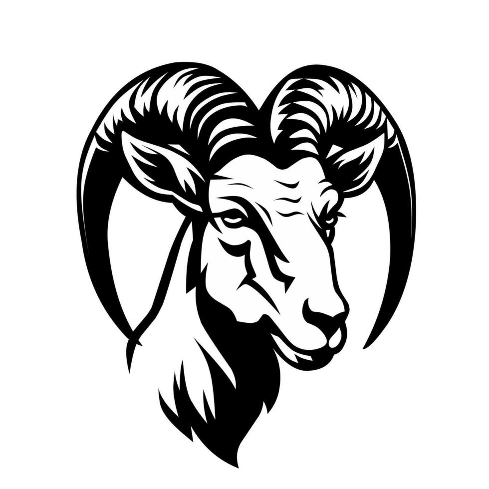 black and white goat illustration design on a white background vector