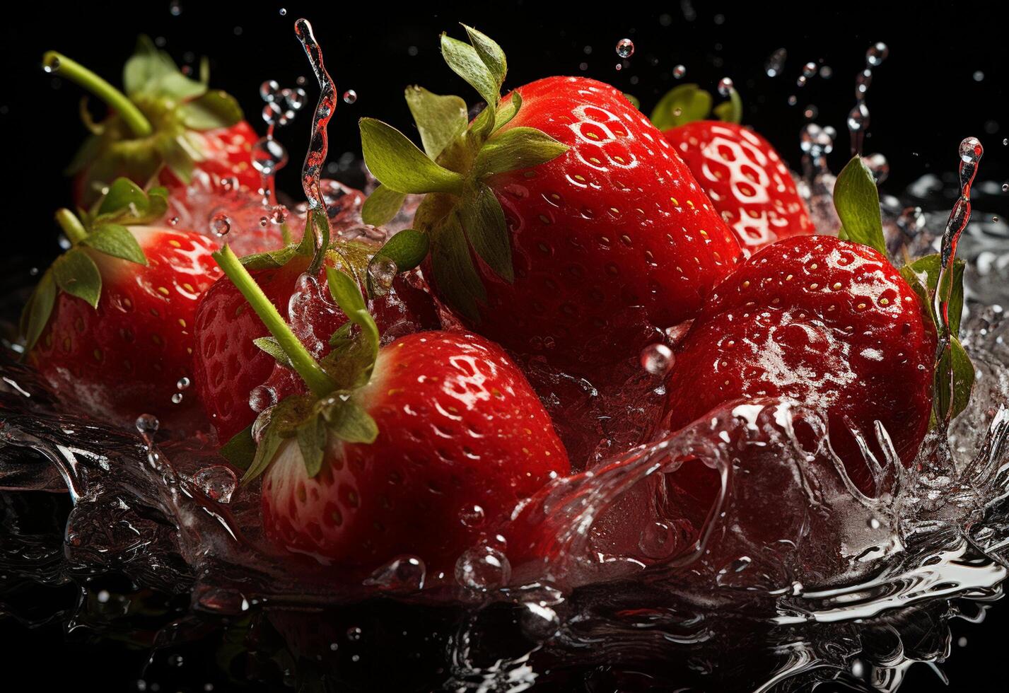 photo of strawberries in water splash