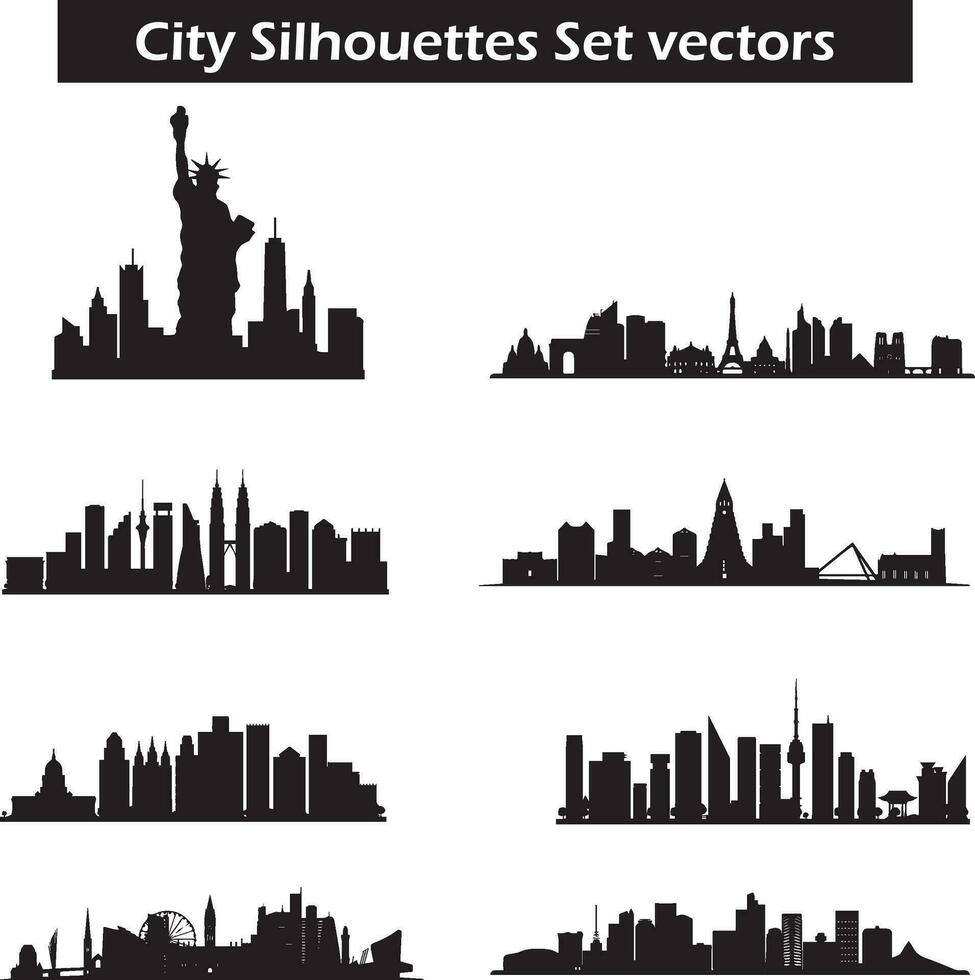 City Skyline Silhouette Vectors Set