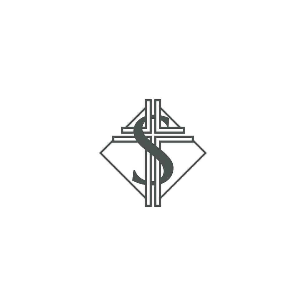 S letter cross logo vector. vector