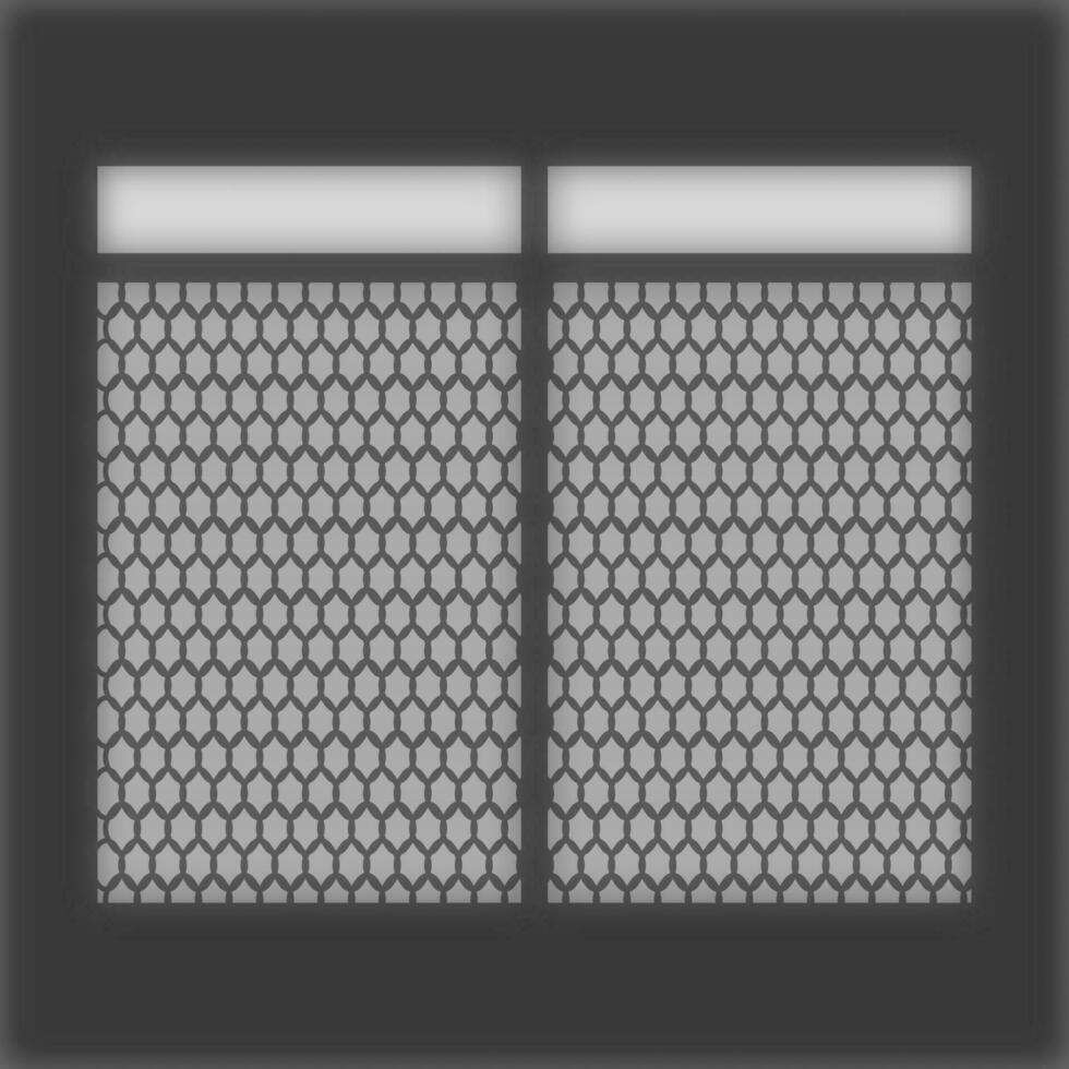 Vector Illustration of realistic wire mesh window light and shade. Shadow overlay effect.