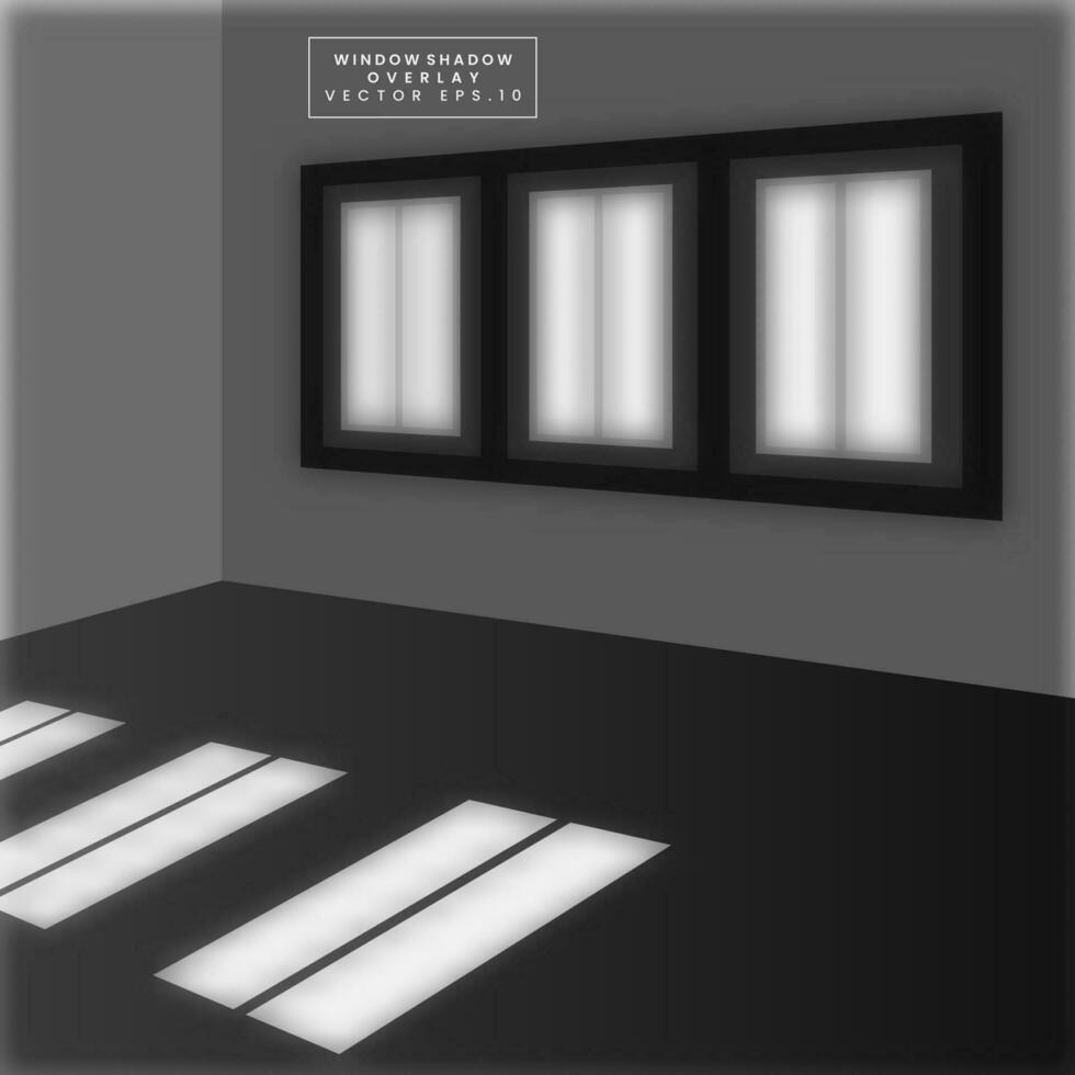 Vector Illustration of realistic window light and shadow. Shadow overlay effect.