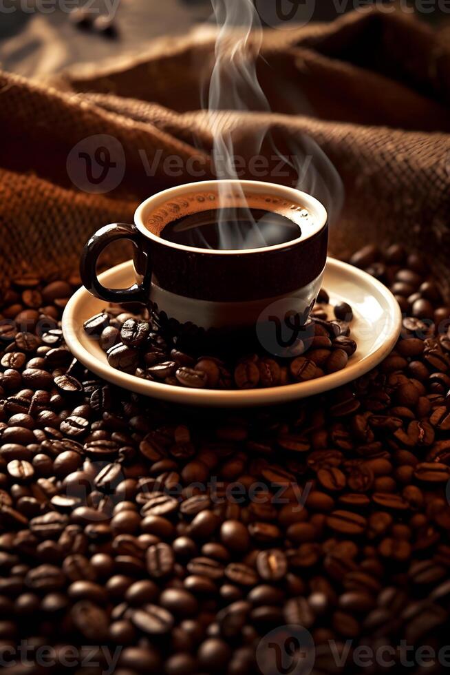 a cup of aroma coffee photo