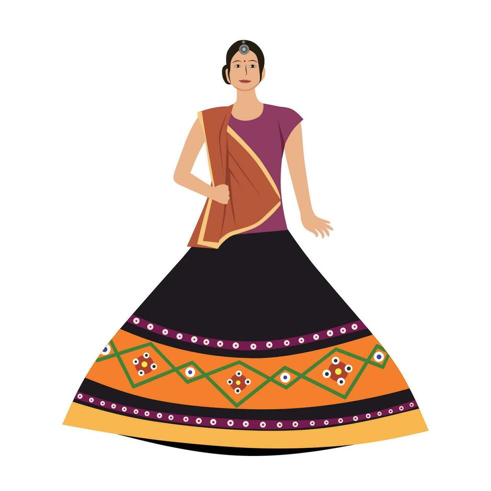 girl wearing a traditional outfit for playing Garba vector