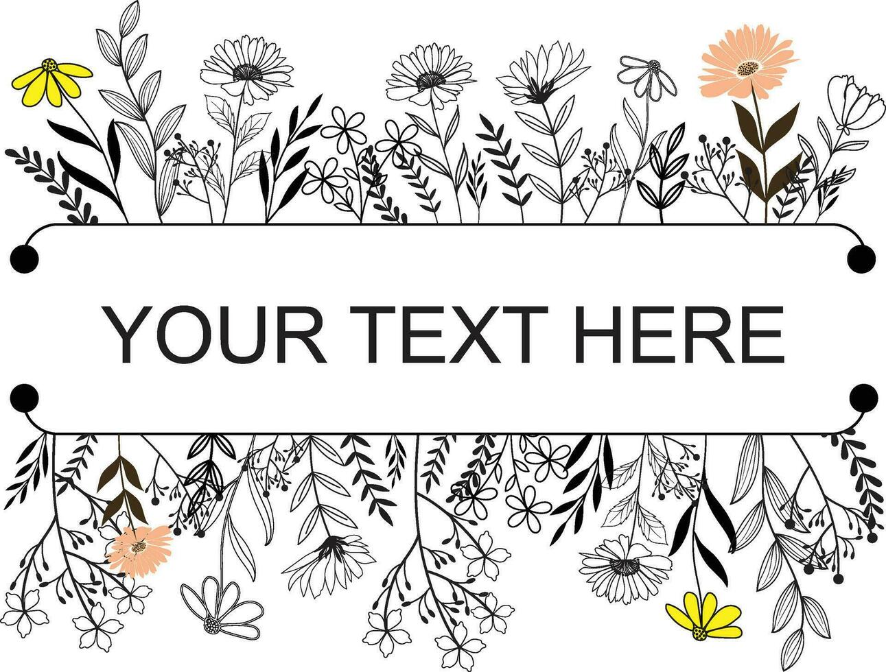 Vector doodle wild floral design elements illustration for your text here.