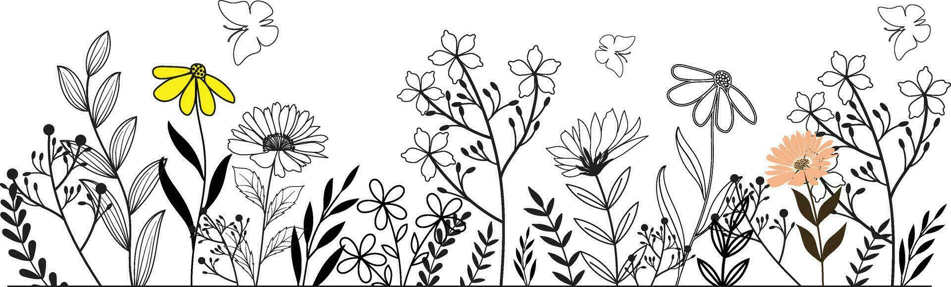 Vector doodle wild floral design elements illustration for your text here.