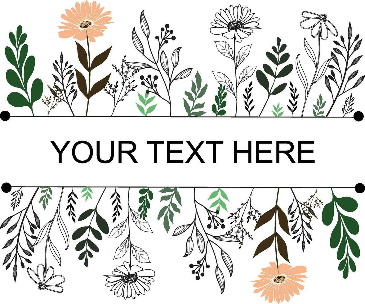 Vector doodle wild floral design elements illustration for your text here.