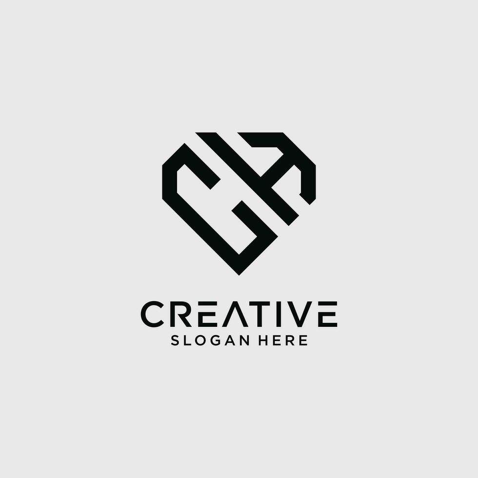 Creative style ch letter logo design template with diamond shape icon vector