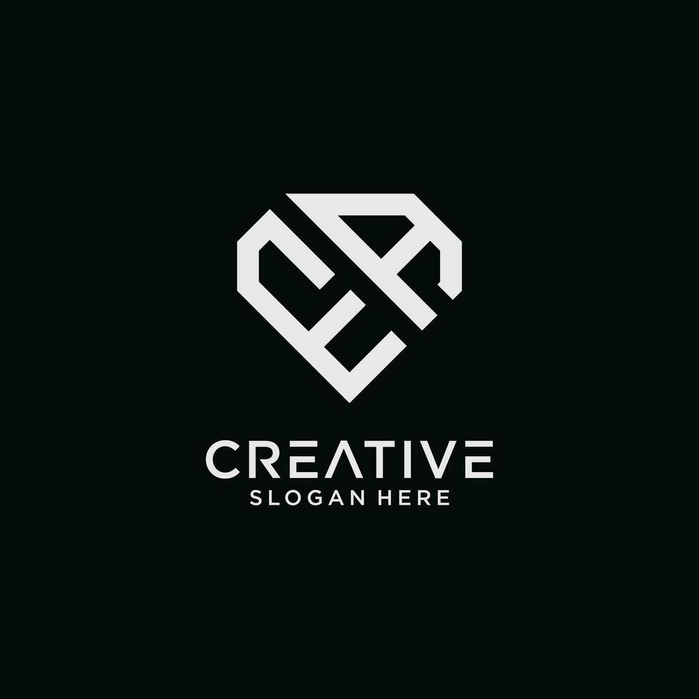 Creative style ea letter logo design template with diamond shape icon vector