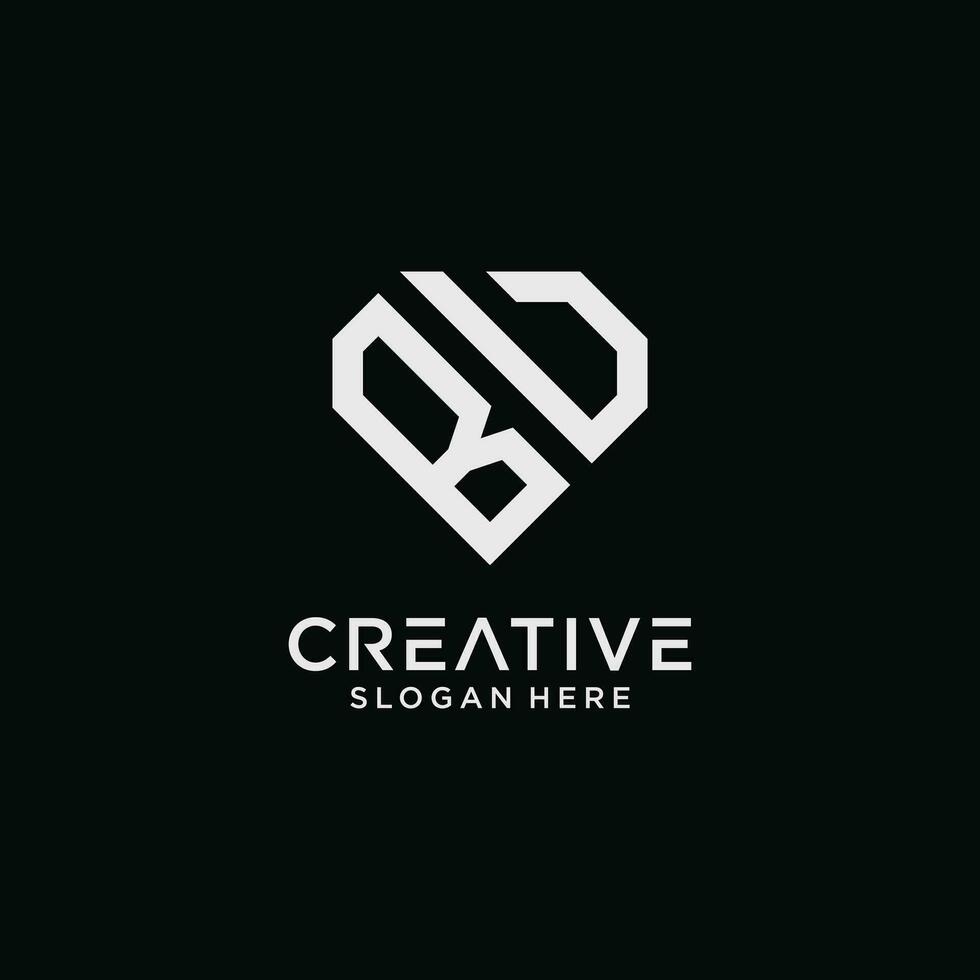 Creative style bu letter logo design template with diamond shape icon vector