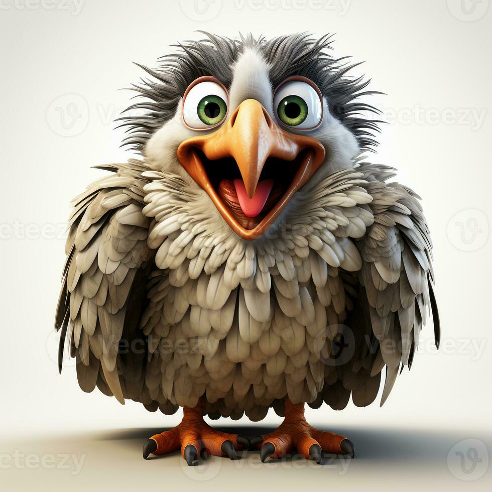 3d cartoon cute vulture ai photo