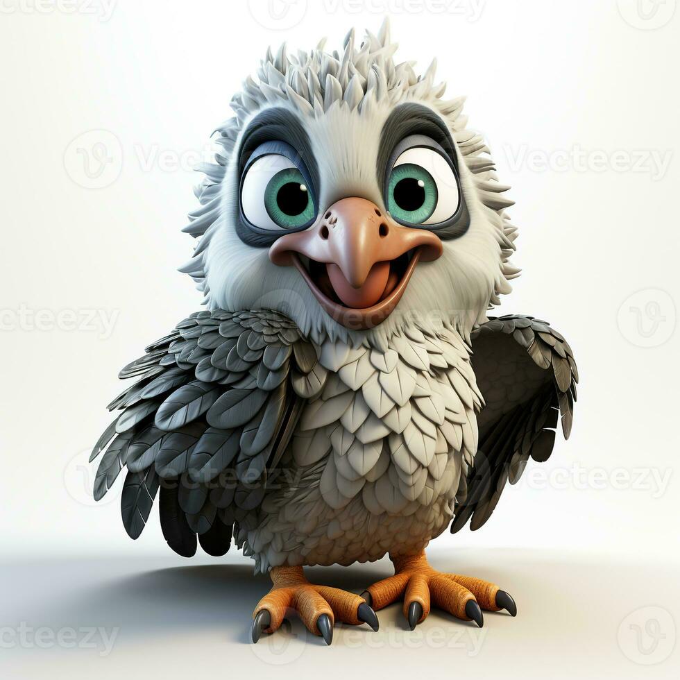 3d cartoon cute vulture ai photo