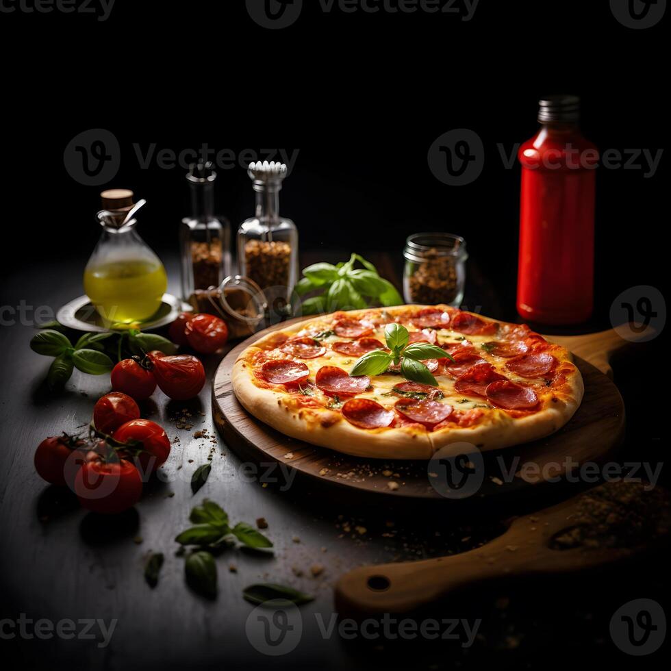 pepperoni pizza a classic Italian dish AI Generative photo