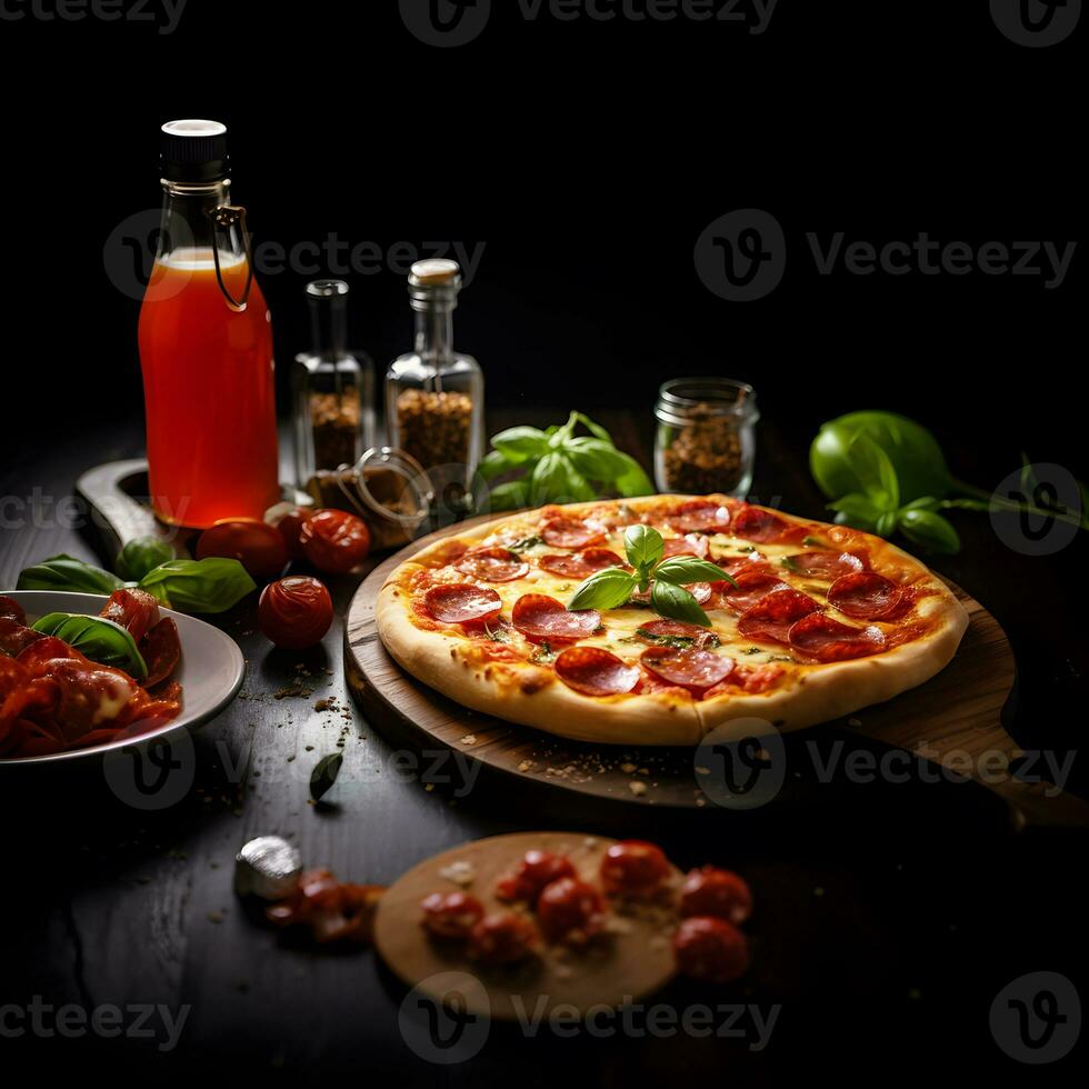 pepperoni pizza a classic Italian dish AI Generative photo