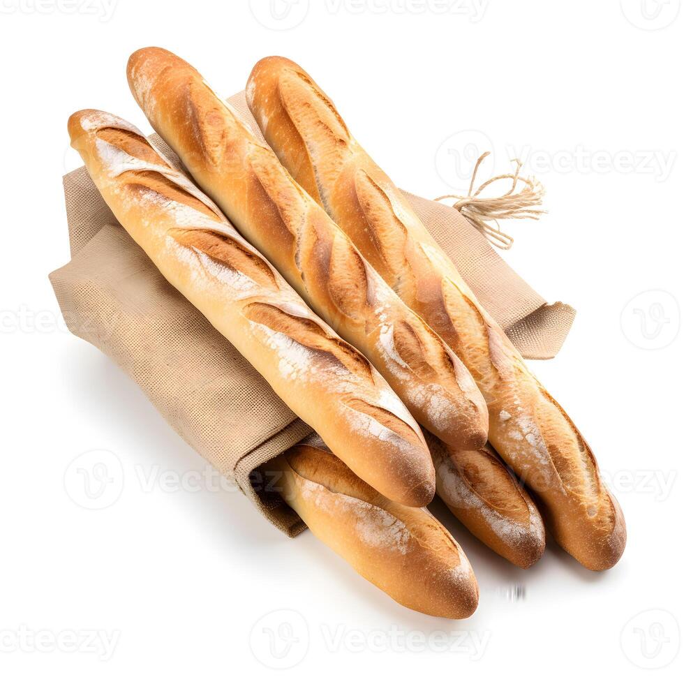 delicious baguette France, white background photo