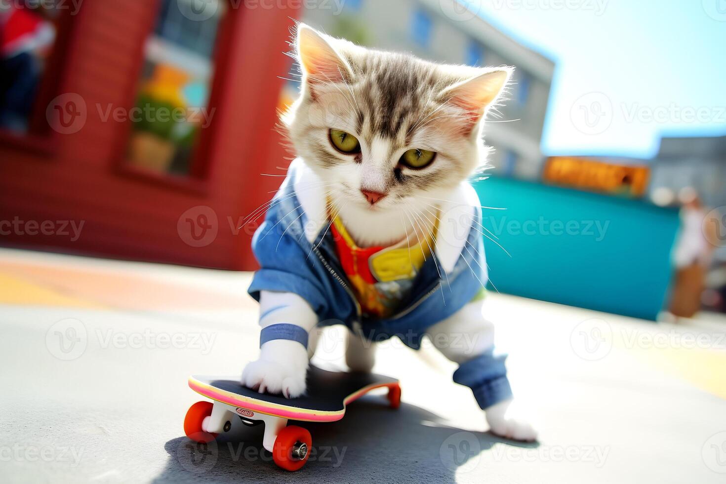 gracioso gatito vistiendo hip hop trajes generado ai foto