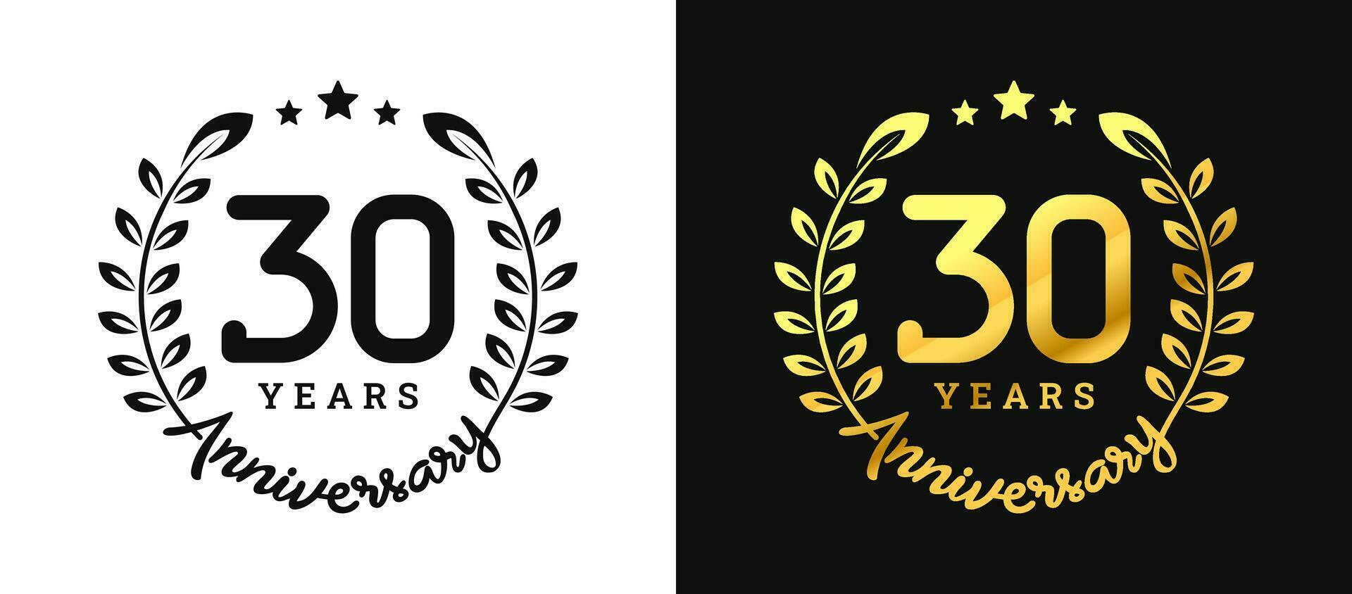 Anniversary 30 gold numbers. Minimalist design template, modern, elegant celebrating anniversary event. label, vector, sign, illustration, banner, symbol, icon, design, sticker, tag, badge, element vector