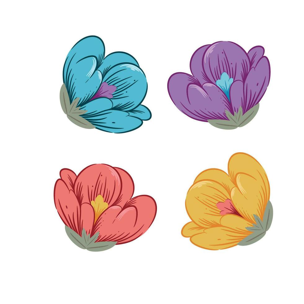 colección de mano dibujado formas y garabatear diseño elementos. exótico hojas, flores y selva plantas.. adecuado para carteles, pegatinas vector