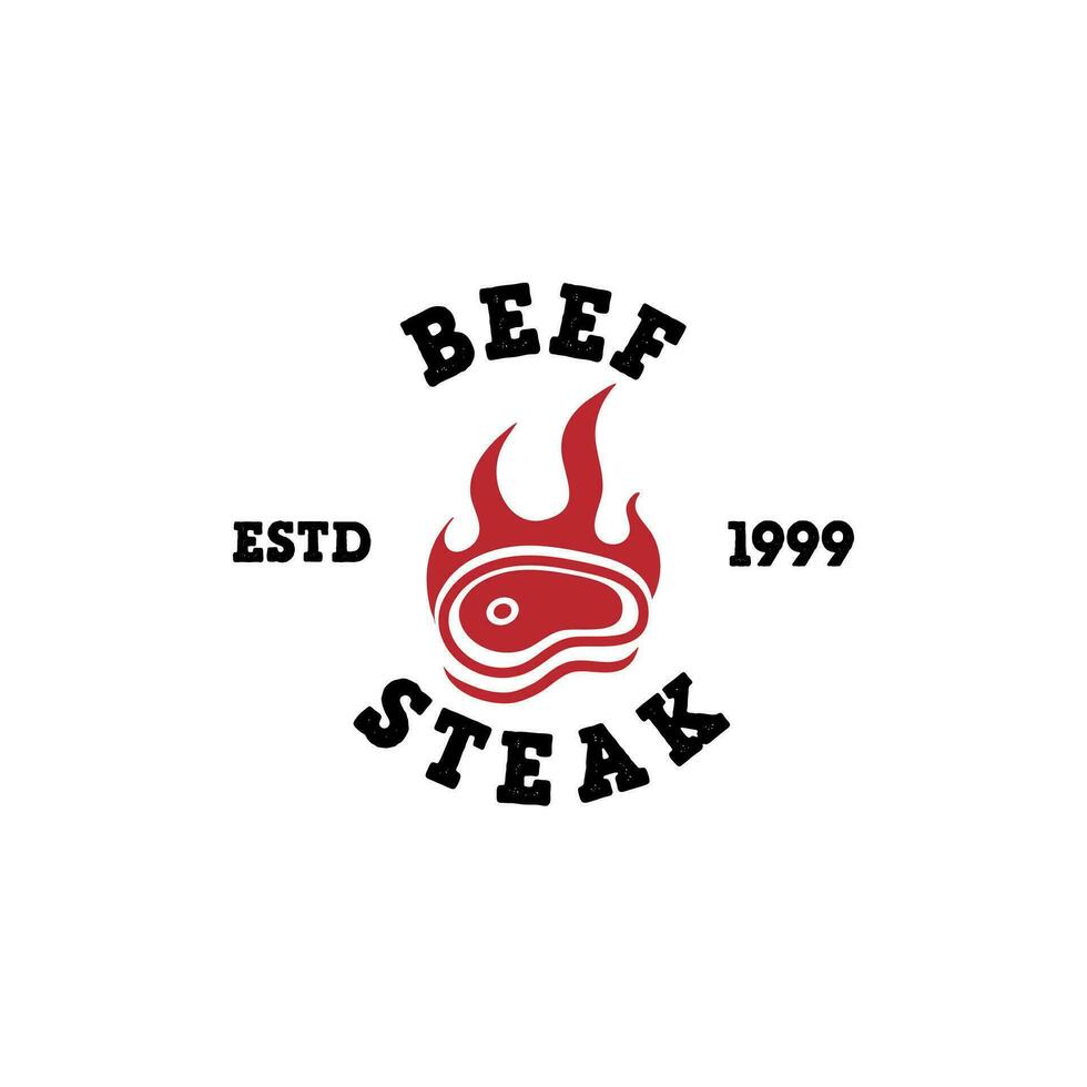 Vintage Beef Steak House or Butcher Shop Typography Label, Emblem, Logo Template. Set Signature. Isolated. vector