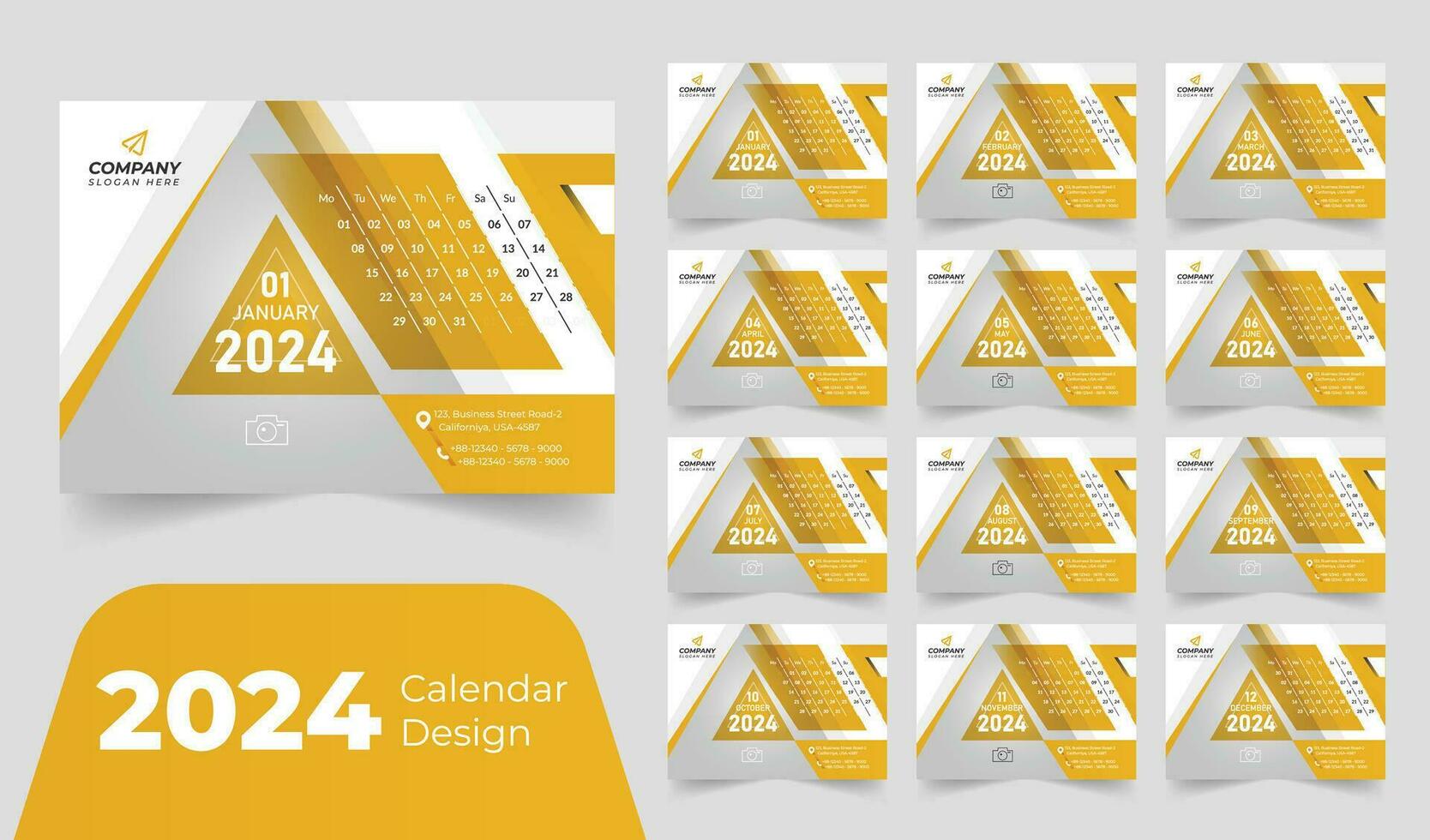 2024 Office Desk Calendar Modern Simple Design Corporate Business