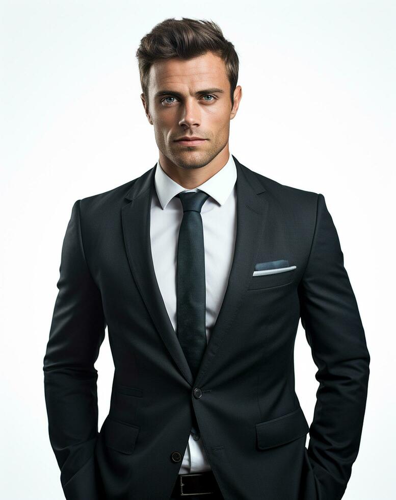 Ai generative Business man in a suit white transparent background photo