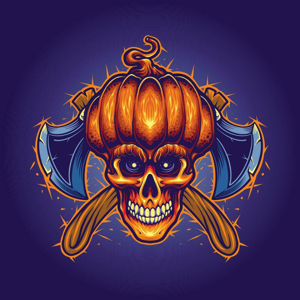 Jack o linterna hacha ilustración vector