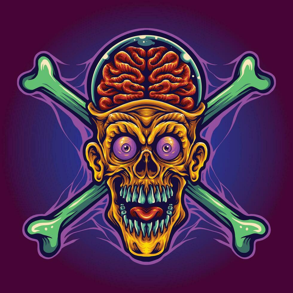 Brain Zombie Horror Illustration vector