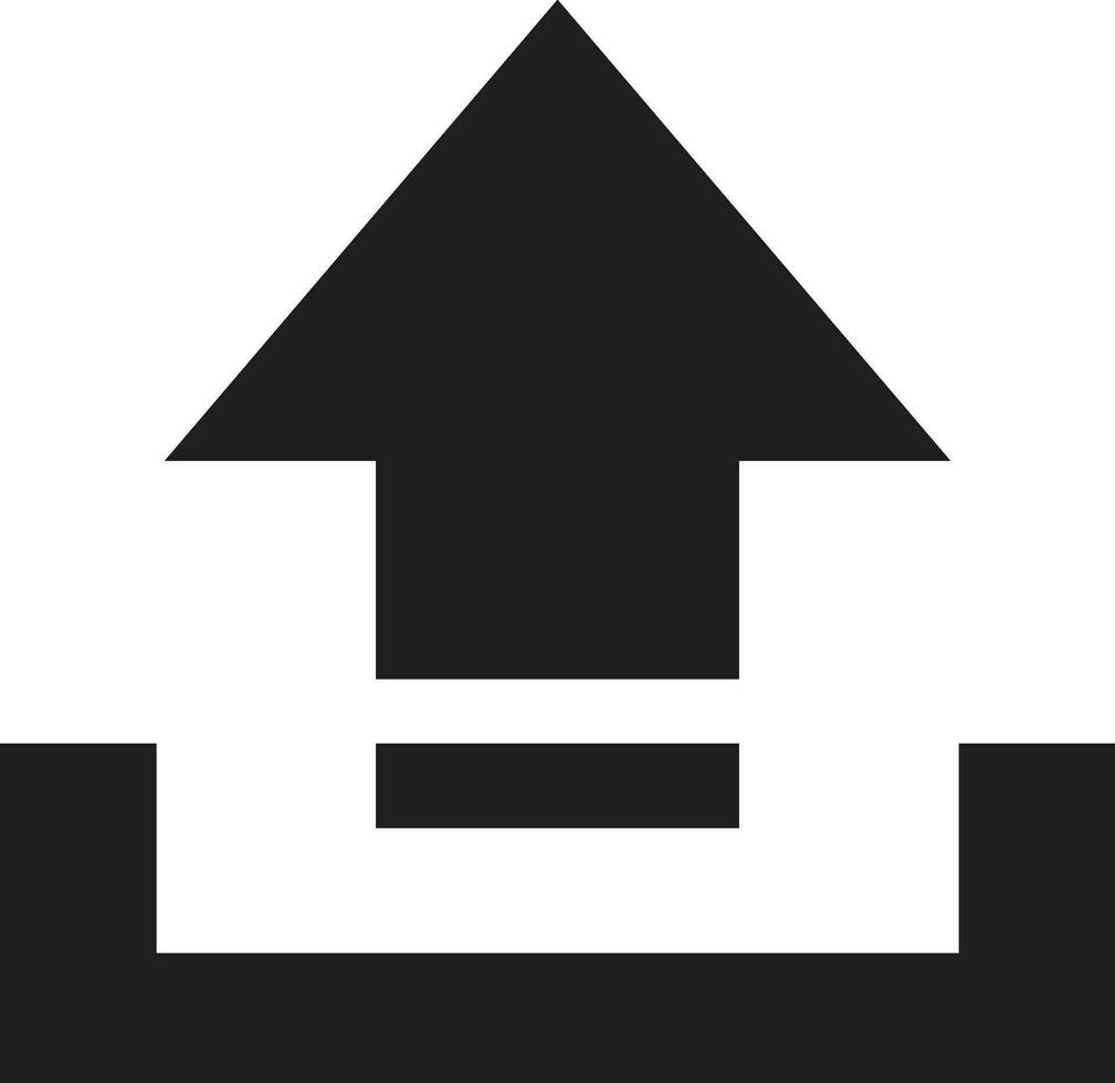 Black upload icon vector and illustration