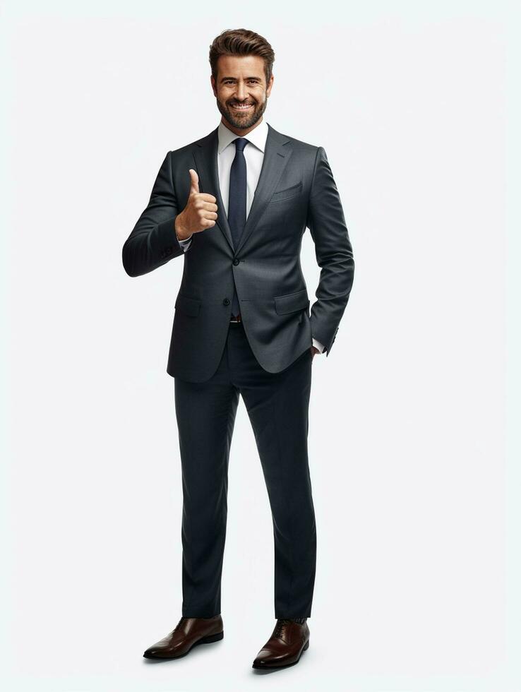 Ai Generative photo confident young businessman in suit standing