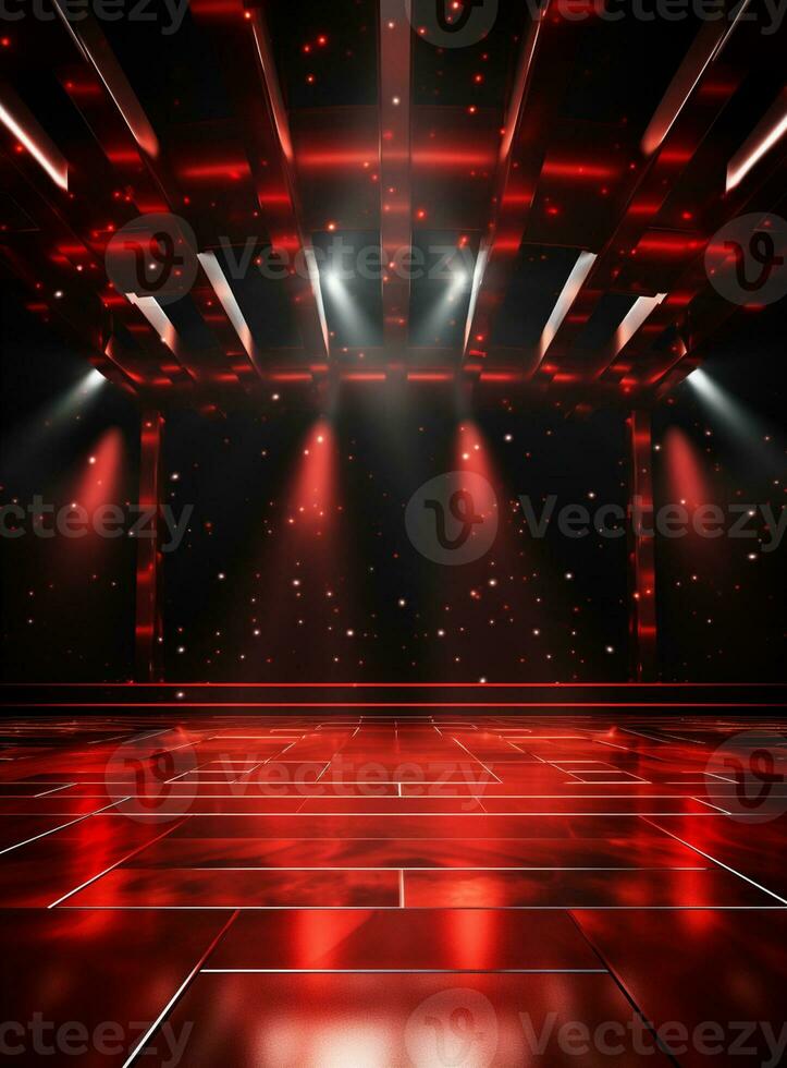 Ai generative Backdrop With Illumination Of Red Spotlights For Flyers realistic image ultra hd high design photo