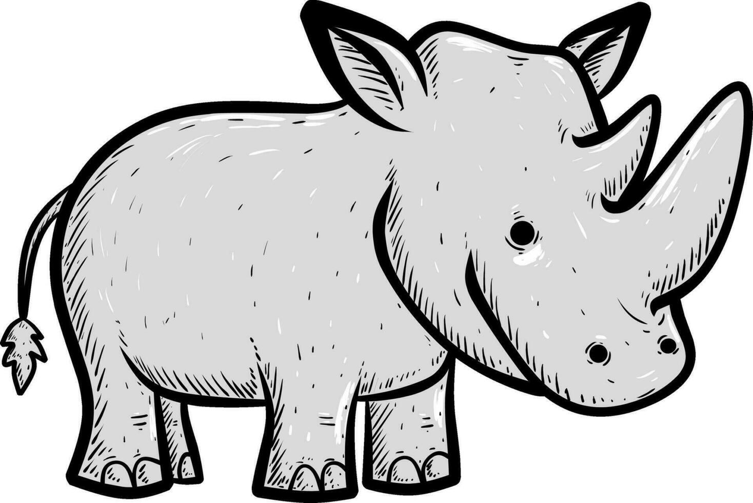 Sketch Cute rhinoceros doodle isolated vector
