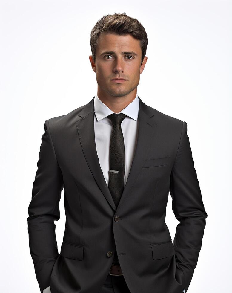 Ai generative Business man in a suit white transparent background photo