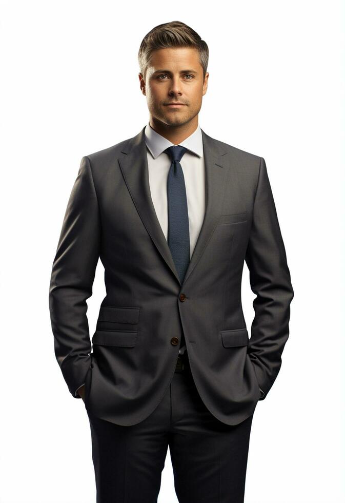 Ai generative Business man in a suit white transparent background photo