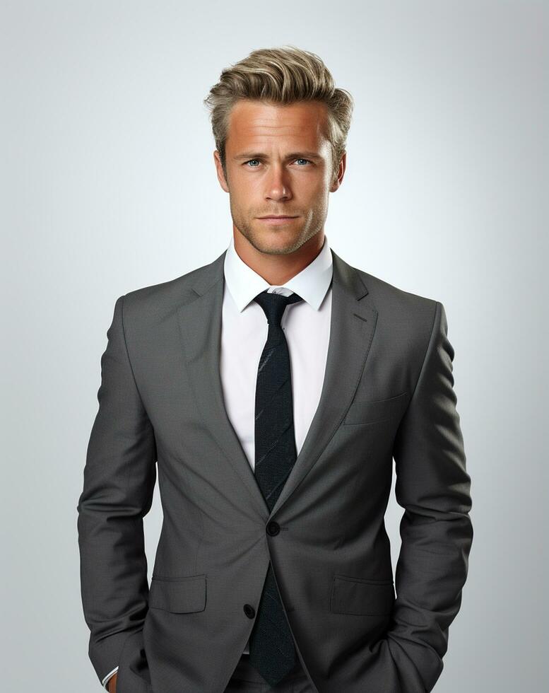 Ai generative Business man in a suit white transparent background photo