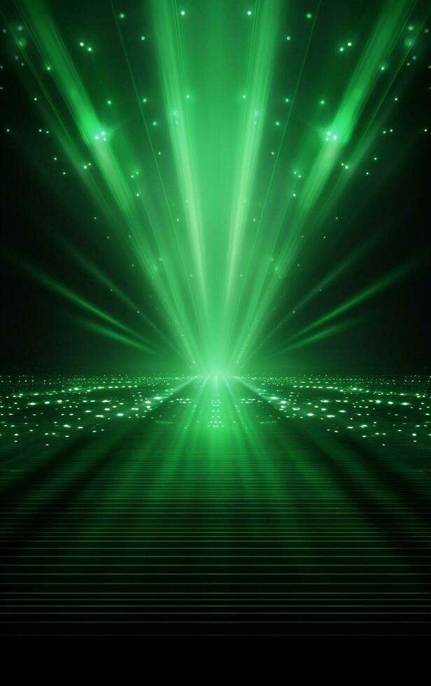 Ai generative Backdrop With Illumination Of green Spotlights For Flyers realistic image, ultra hd, high design very detailed photo