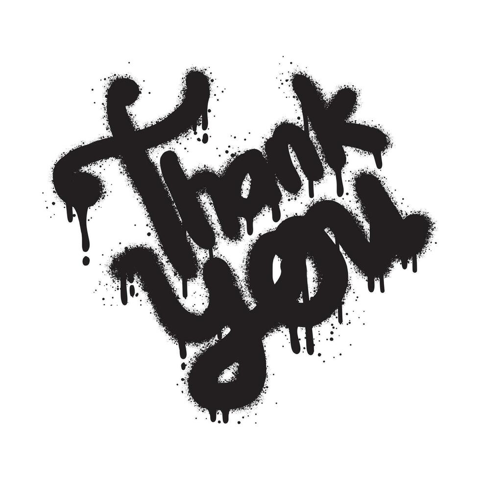 graffiti thank you text sprayed in black over white. vector