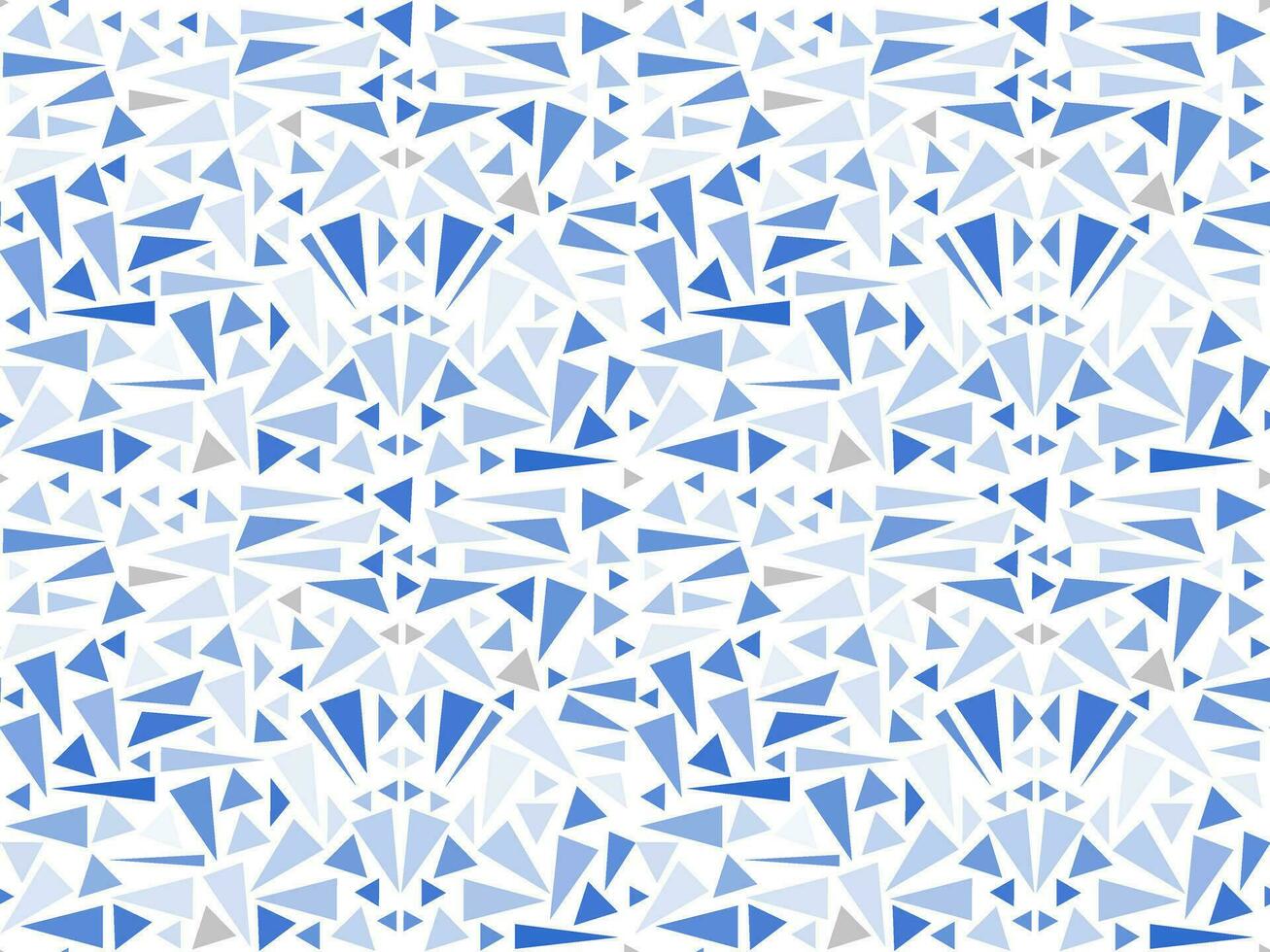 seamless pattern in multicolored blue triangles. Pieces of glass, mosaic, ice vector