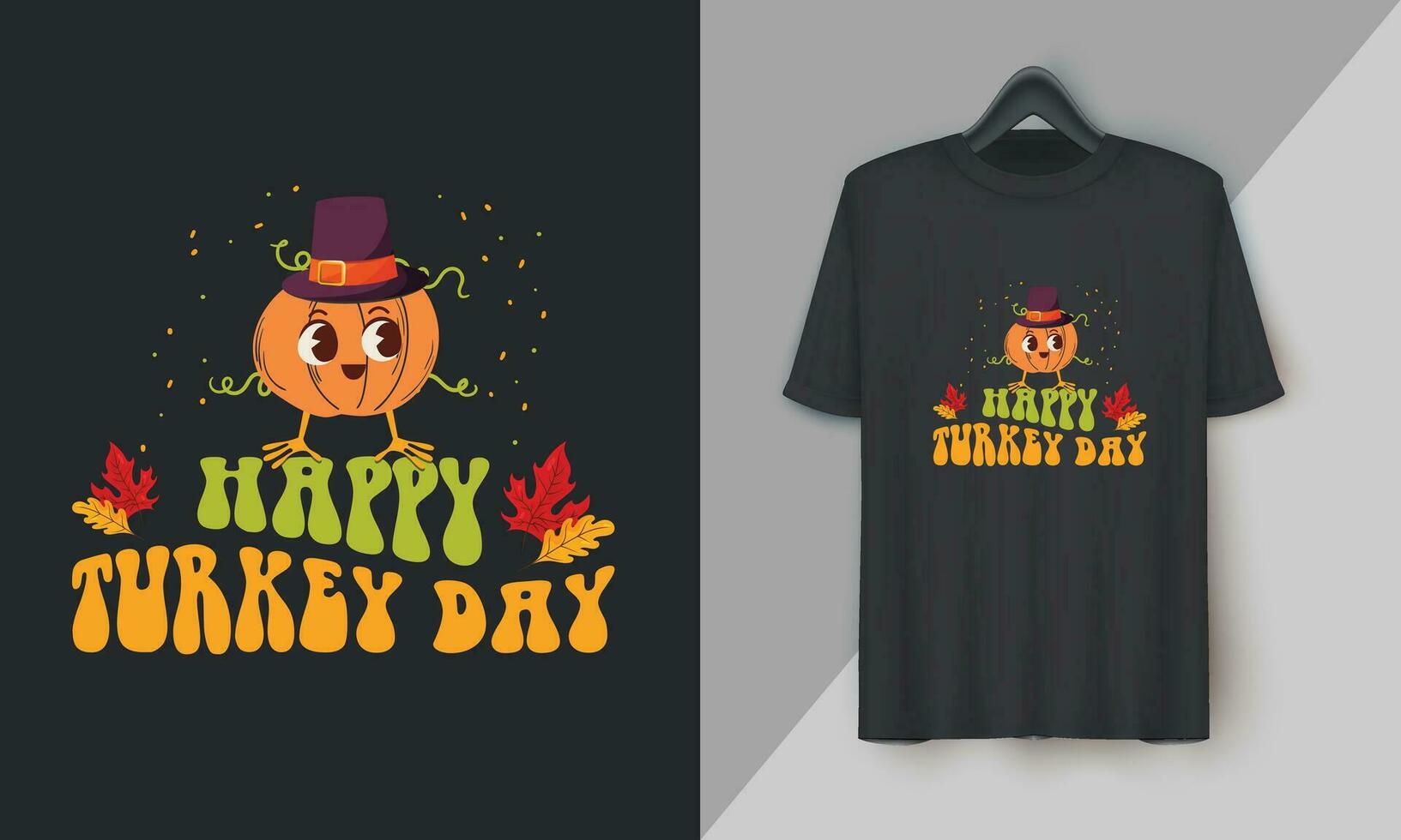 happy turkey day - Fall Thanksgiving Day Special T-shirt Design vector. Festival, Holidays, orange, Turkey, Fall vector