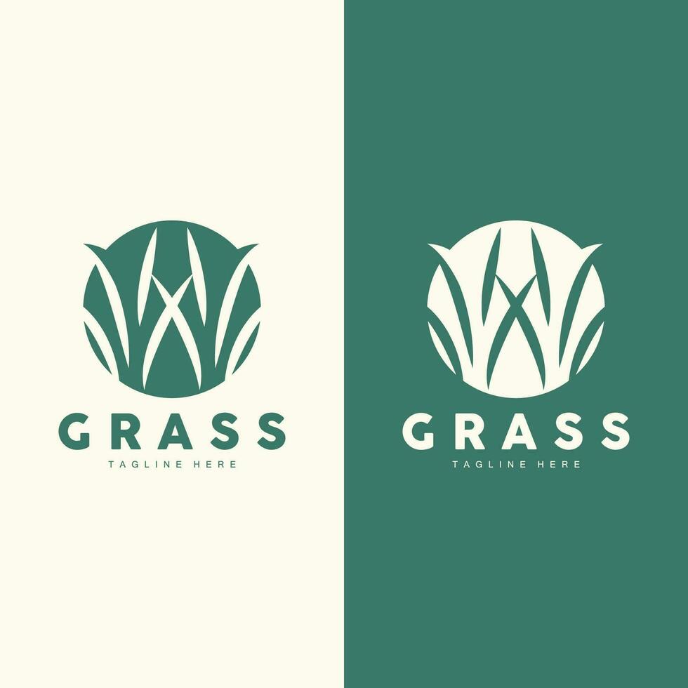 Green Grass Logo Design, Farm Landscape Illustration, Nature Design vector