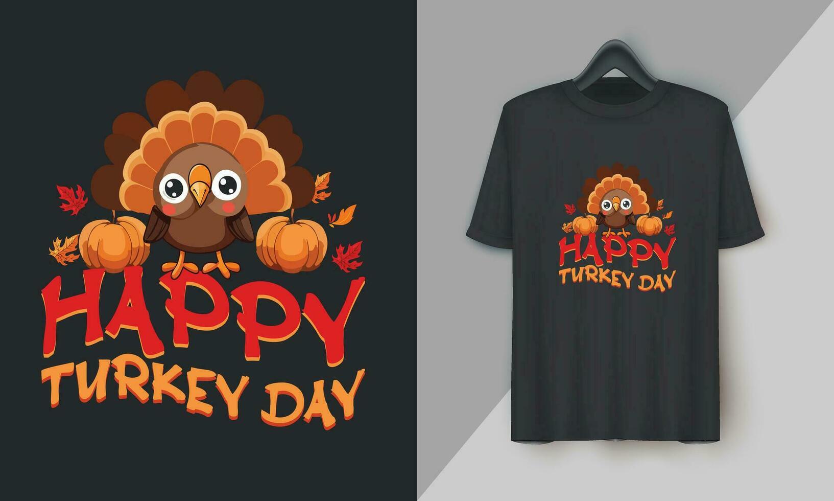 happy turkey day - Fall Thanksgiving Day Special T-shirt Design vector. Festival, Holidays, orange, Turkey, Fall vector