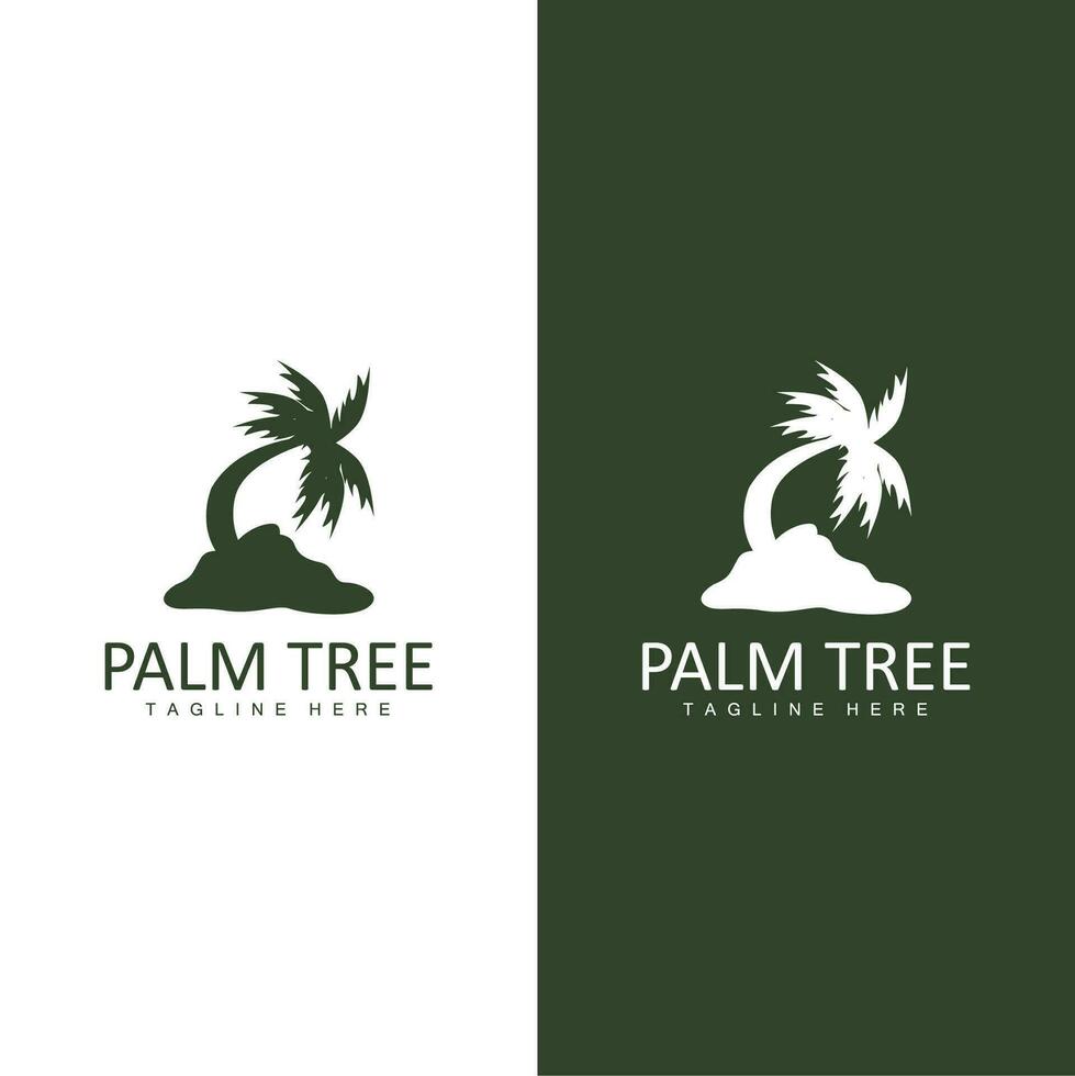 Coconut Tree Logo, Palm Tree Sunset Beach Vector, Elegant Minimalist Simple Design, Symbol Template Icon vector