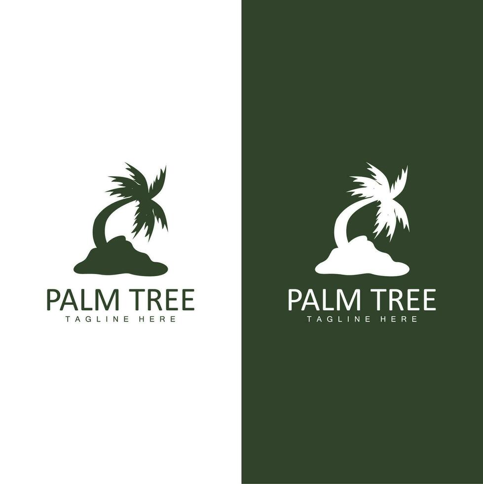 Coco árbol logo, palma árbol puesta de sol playa vector, elegante minimalista sencillo diseño, símbolo modelo icono vector