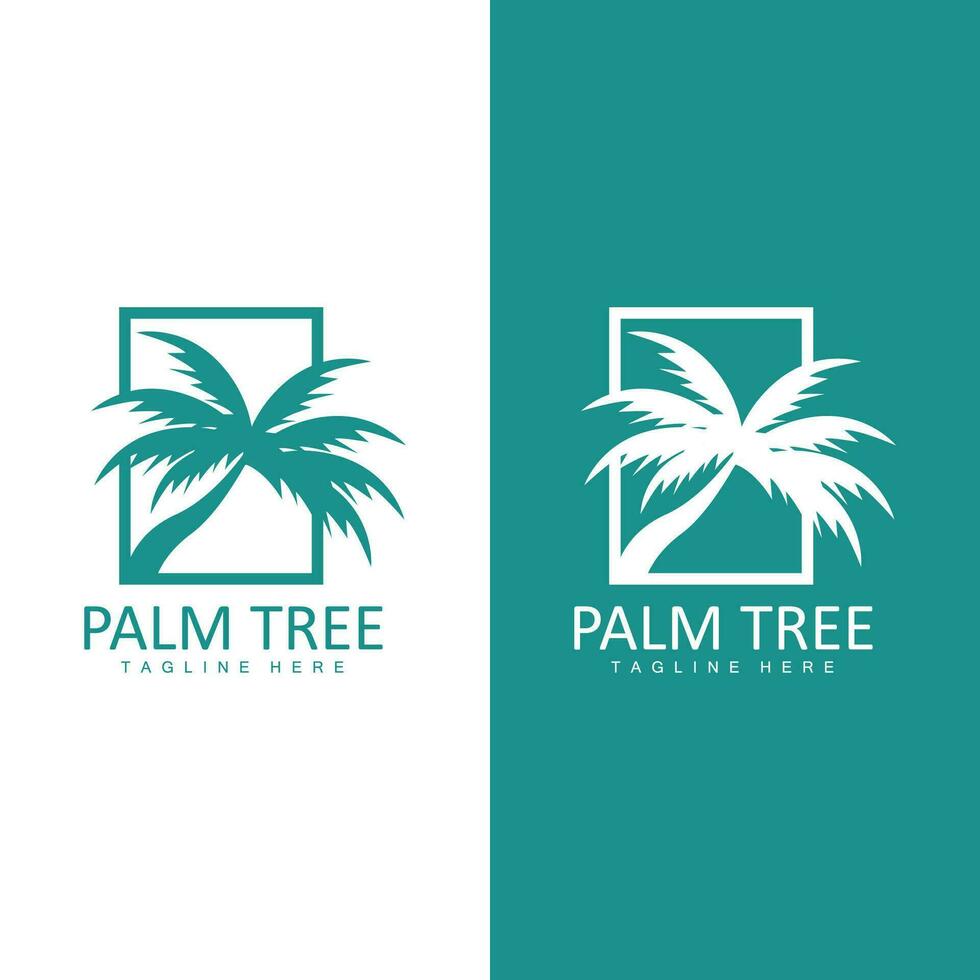 Coconut Tree Logo, Palm Tree Sunset Beach Vector, Elegant Minimalist Simple Design, Symbol Template Icon vector