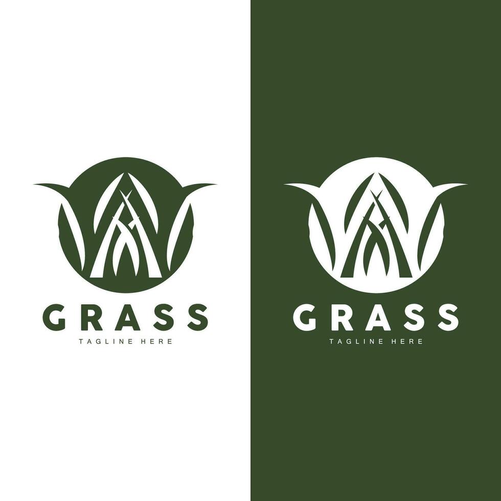 Green Grass Logo Design, Farm Landscape Illustration, Nature Design vector