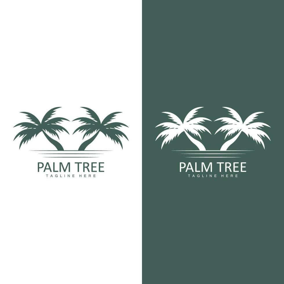 Coco árbol logo, palma árbol puesta de sol playa vector, elegante minimalista sencillo diseño, símbolo modelo icono vector