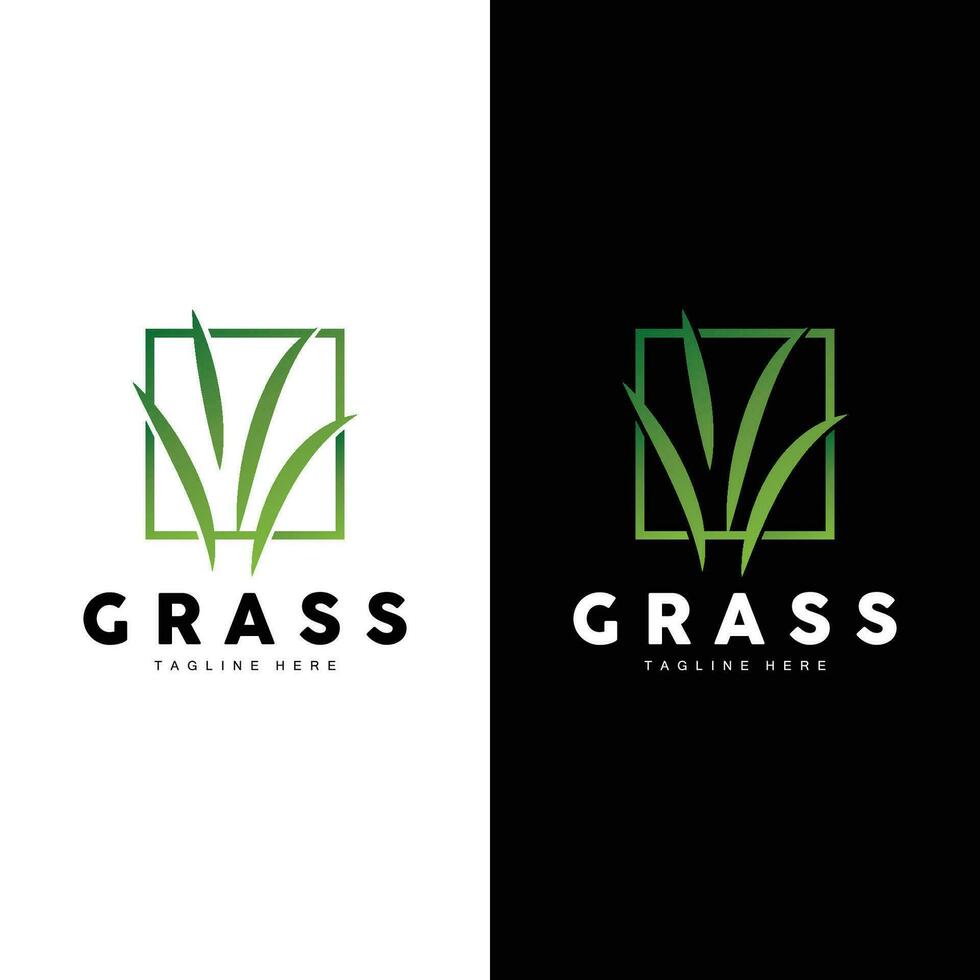 Green Grass Logo Design, Farm Landscape Illustration, Nature Design vector