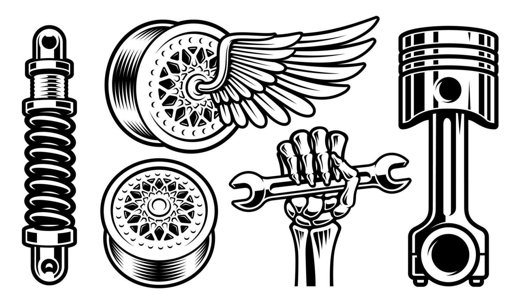 Set of auto parts illustration vector