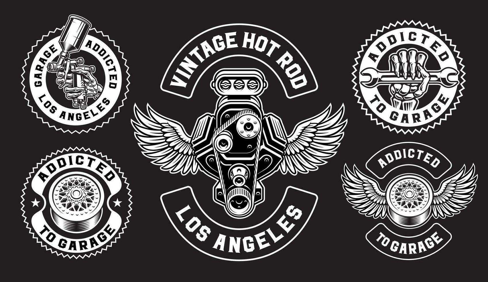 Hot rod vintage badges vector