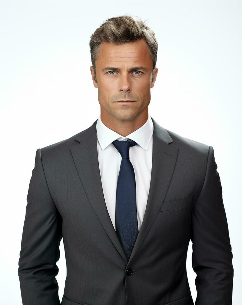 Ai generative Business man in a suit white transparent background photo