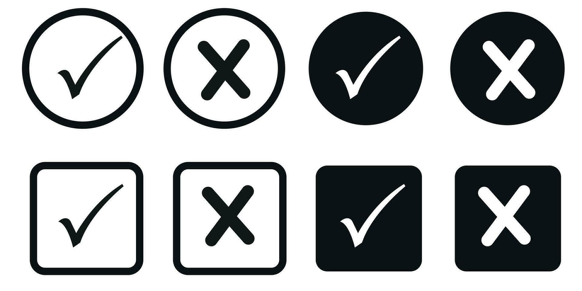 Checkmark cross icon Checkmark icon set. Checkmark right symbol tick sign. Vector illustration for ui, infographic, website, app, web use